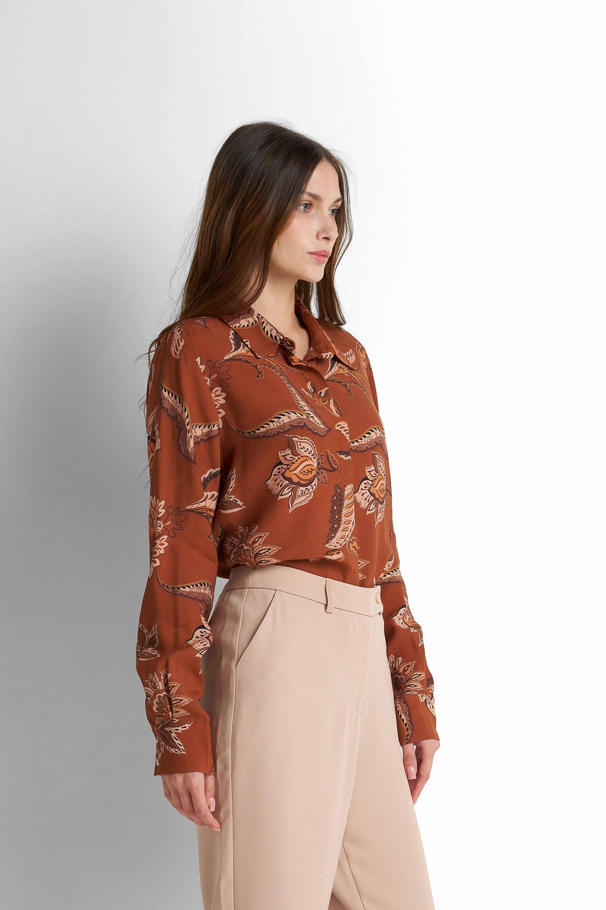 Printed Blouse - Brown Print