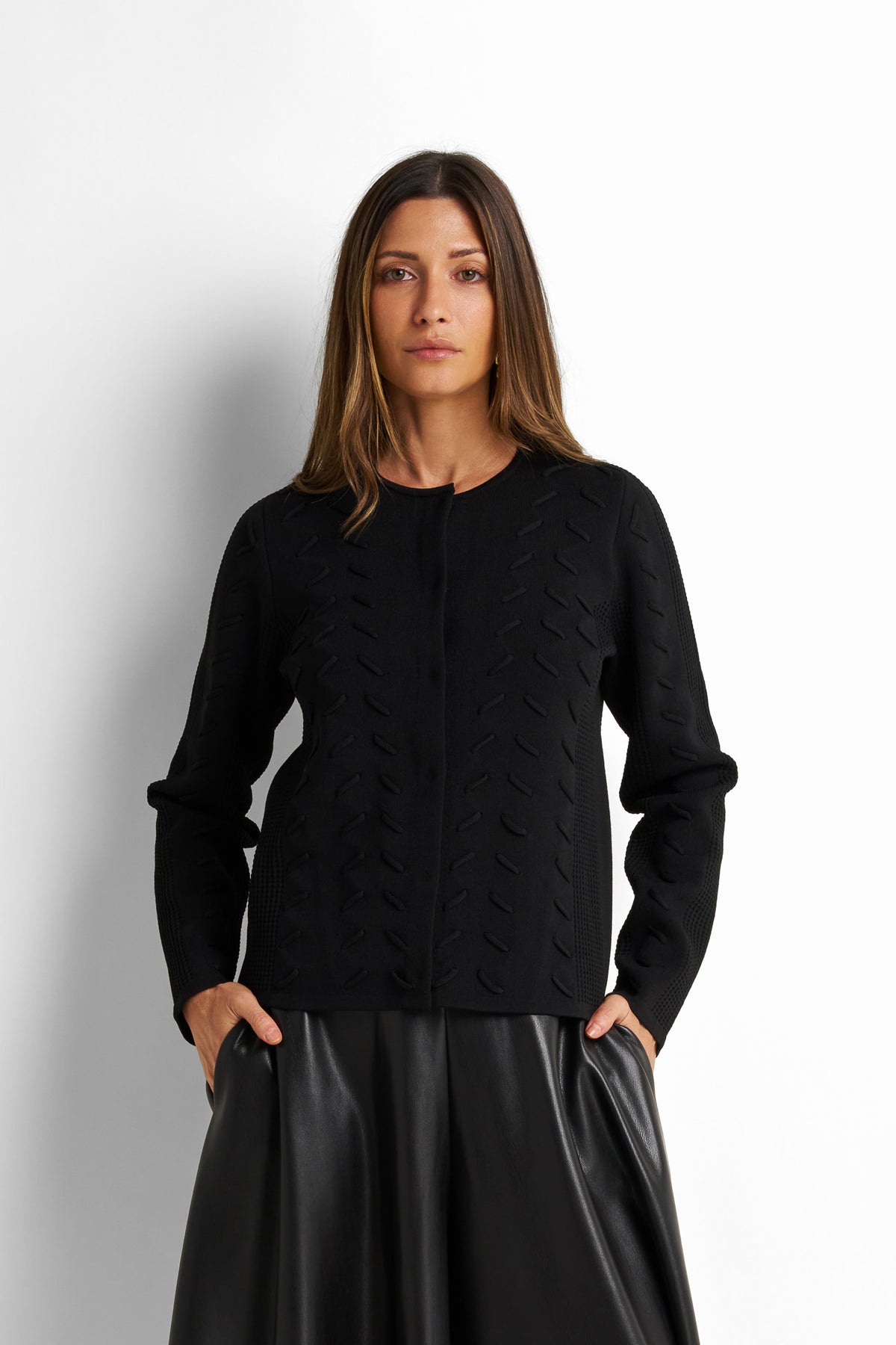 Crew-neck Knitted Cardigan