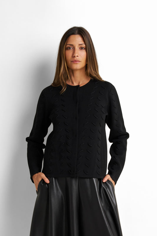Crew-neck Knitted Cardigan