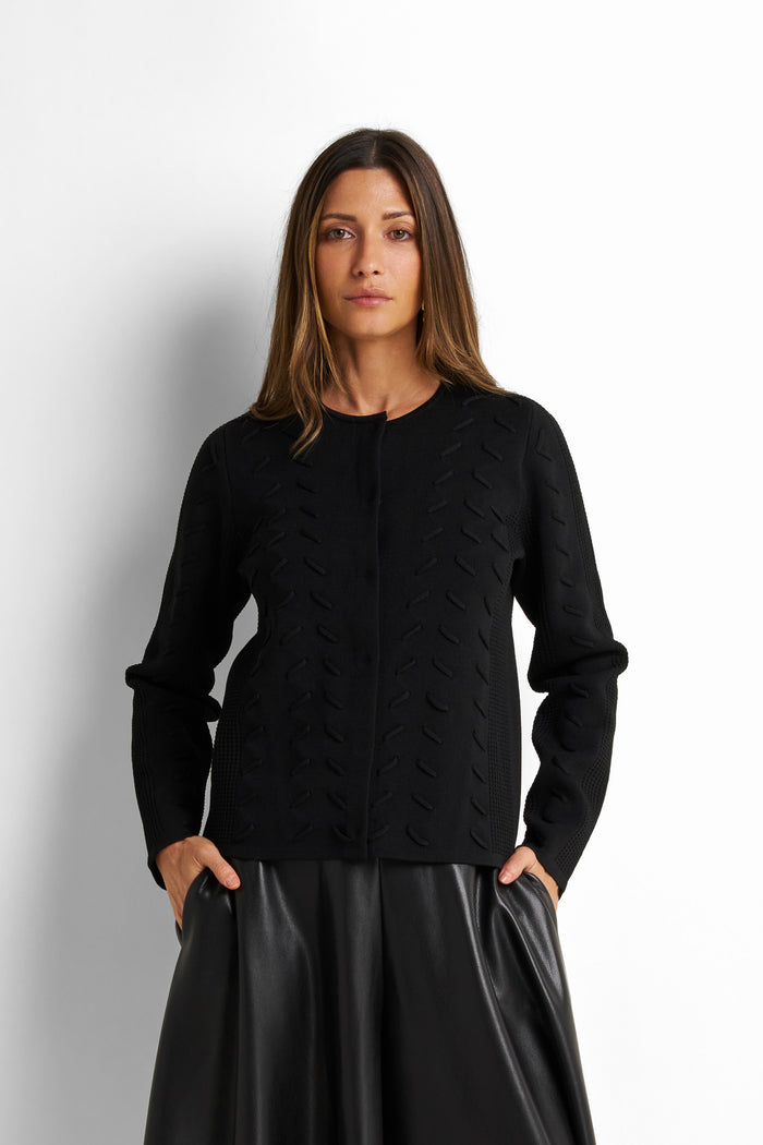 Crew-neck Knitted Cardigan