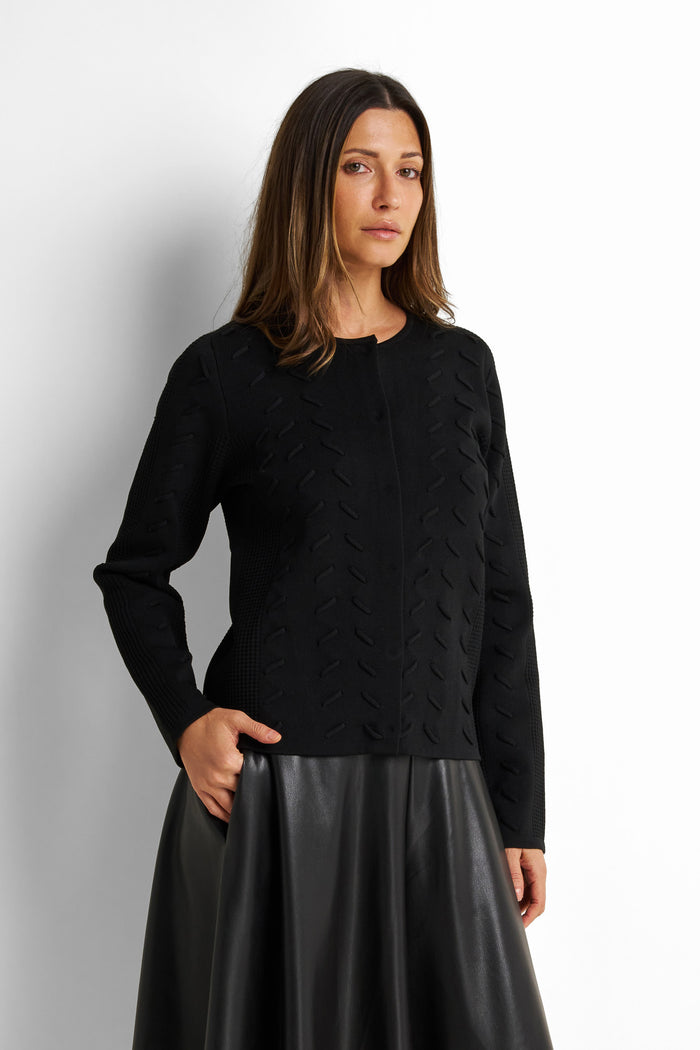 Crew-neck Knitted Cardigan
