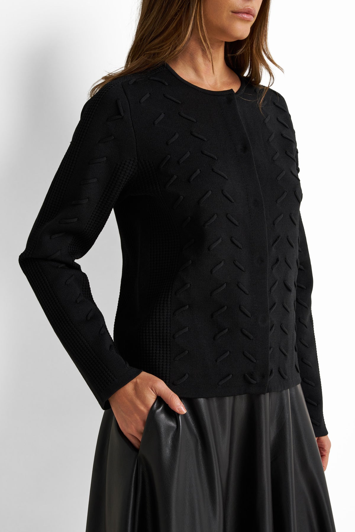 Crew-neck Knitted Cardigan