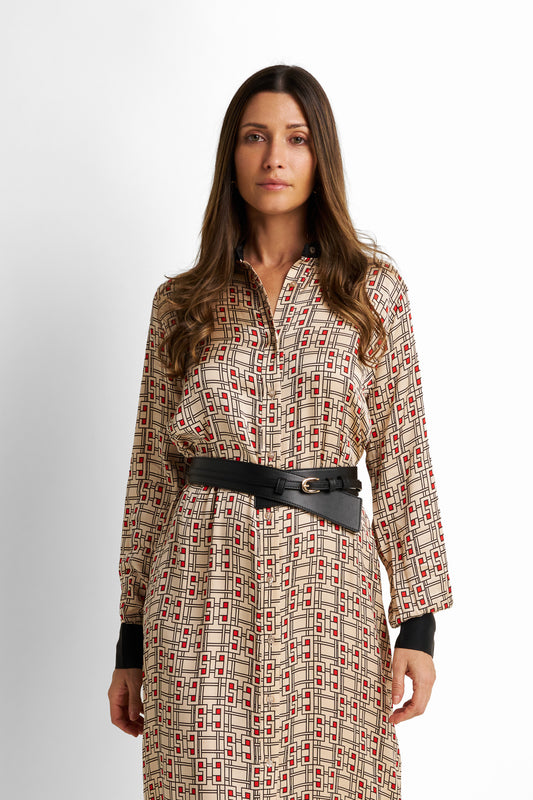 Printed Pleated Dress