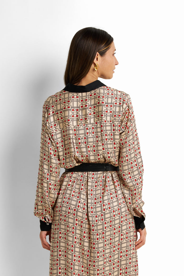 Printed Pleated Dress