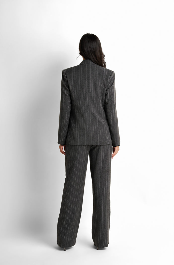 Pinstriped tailored wide-leg trousers