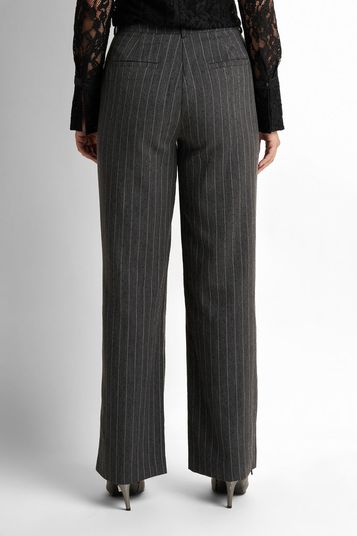 Pinstriped tailored wide-leg trousers