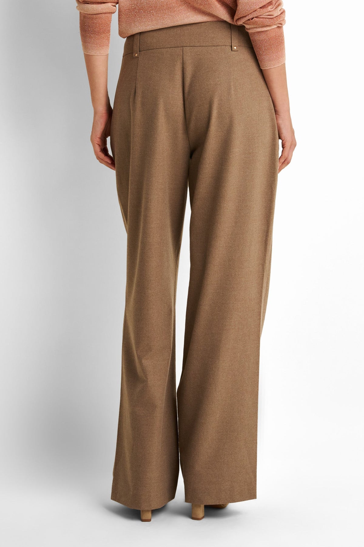 Wide-Leg Pleated Belted Pants