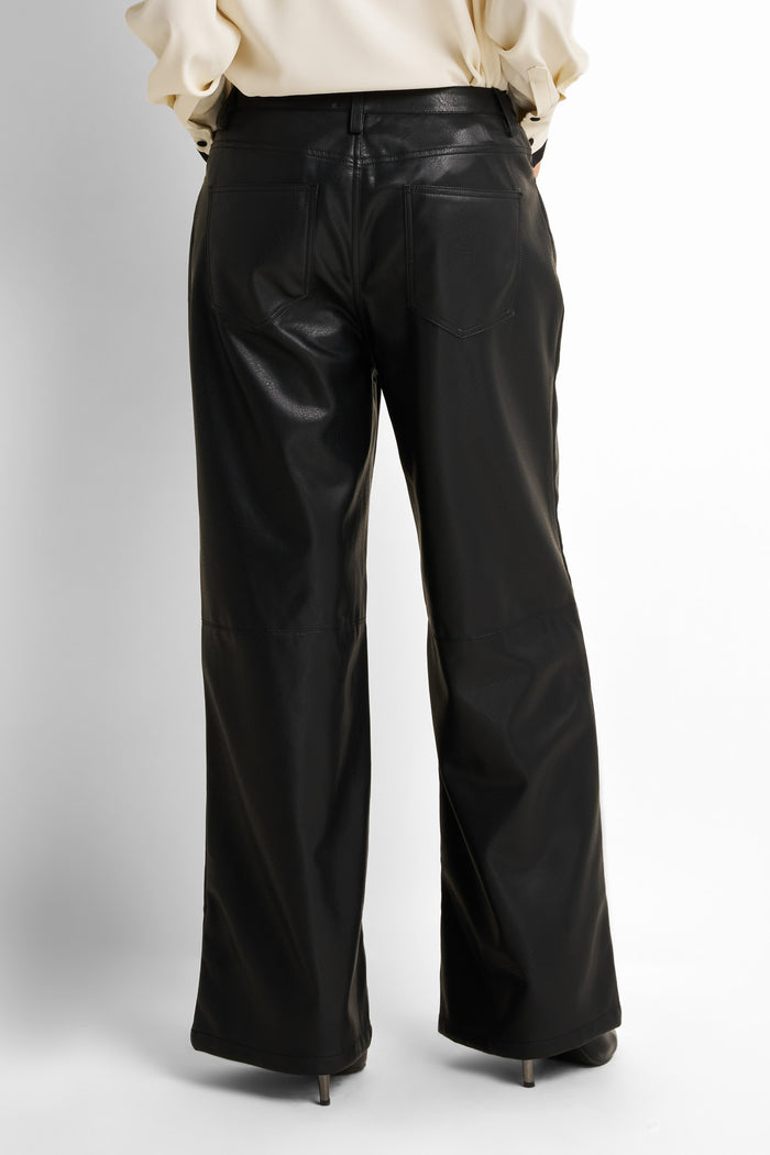 Wide-Leg Button-Front Zip-Front Pants