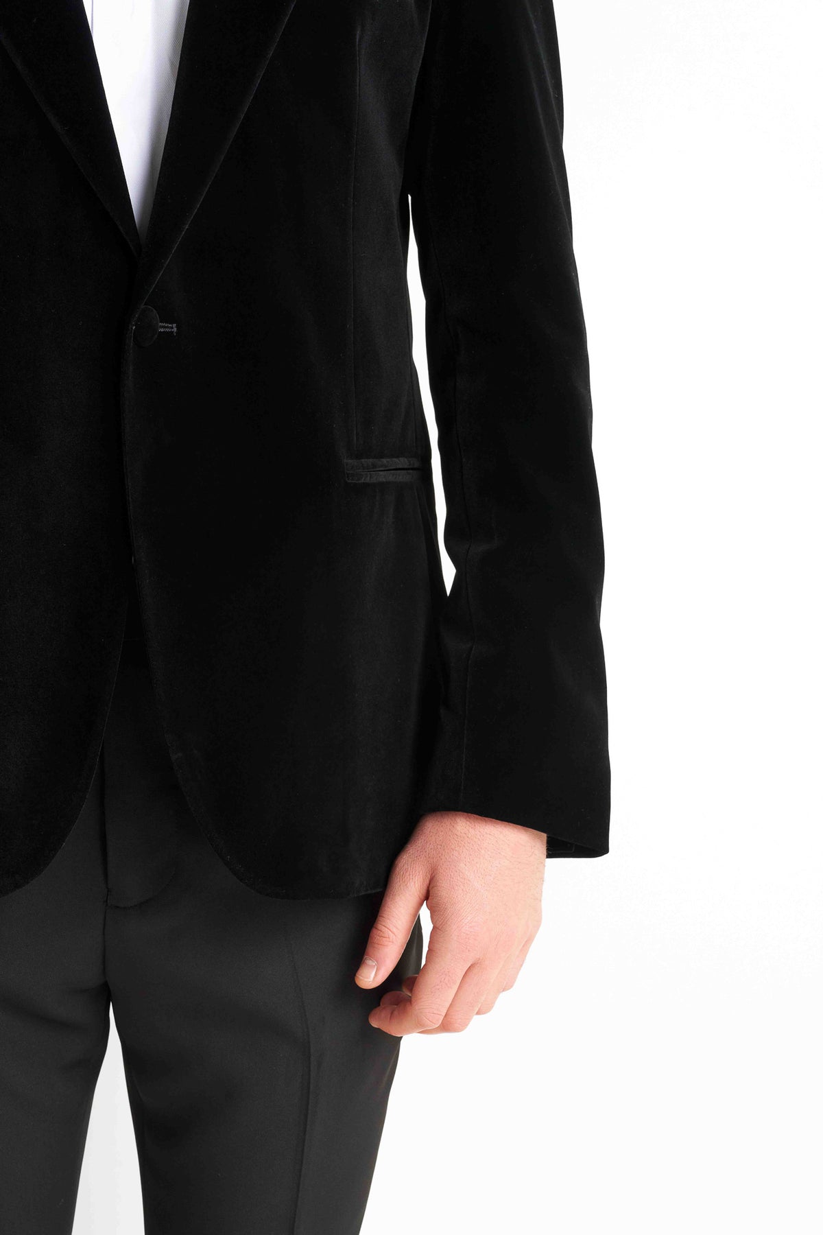 Velvet Tuxedo Blazer - Black