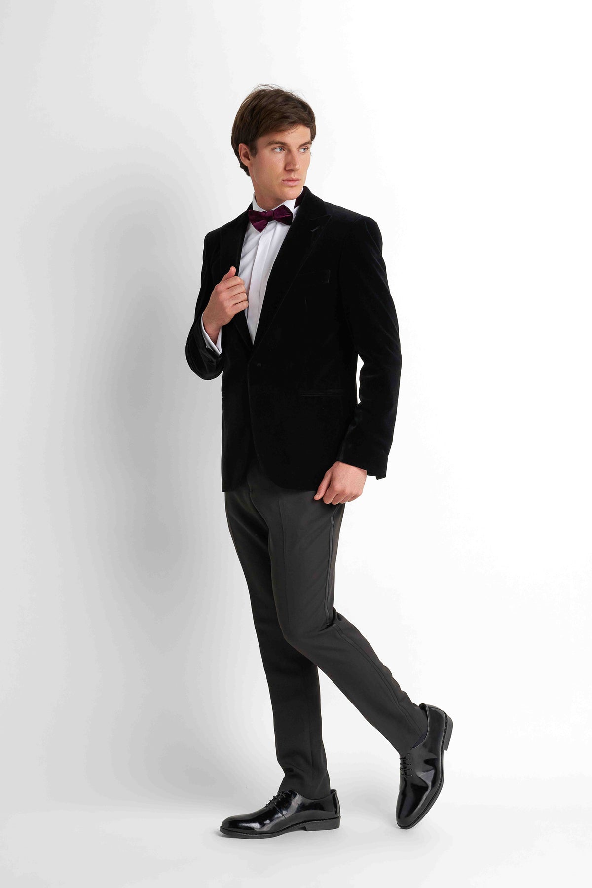 Velvet Tuxedo Blazer - Black