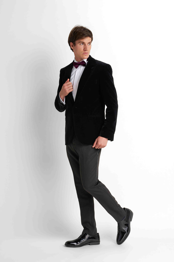 Velvet Tuxedo Blazer - Black