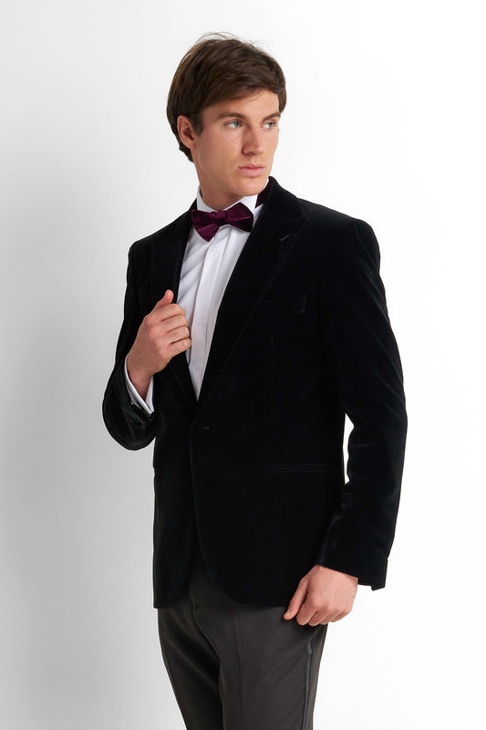 Velvet Tuxedo Blazer - Black