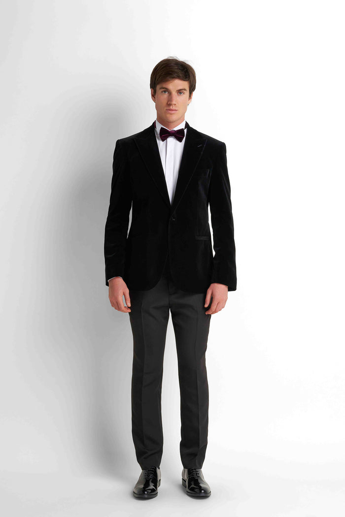 Velvet Tuxedo Blazer - Black