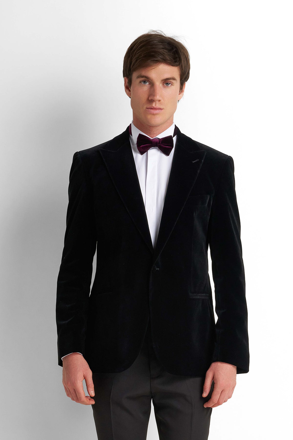 Velvet Tuxedo Blazer - Black