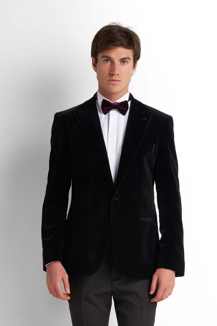 Velvet Tuxedo Blazer - Black