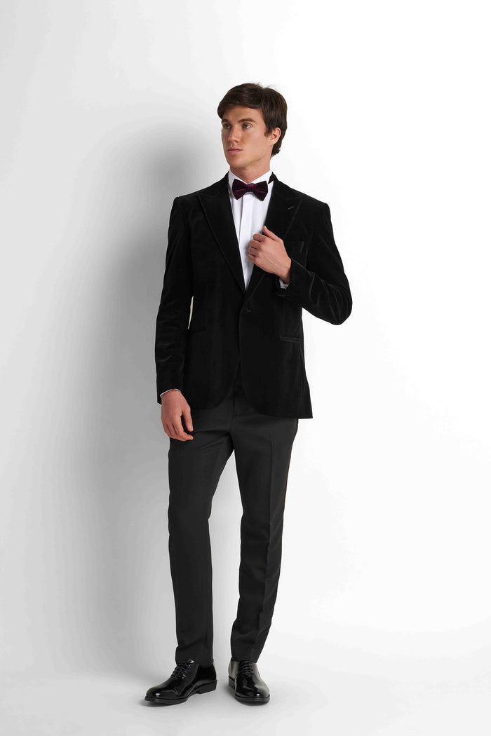 Velvet Tuxedo Blazer - Black