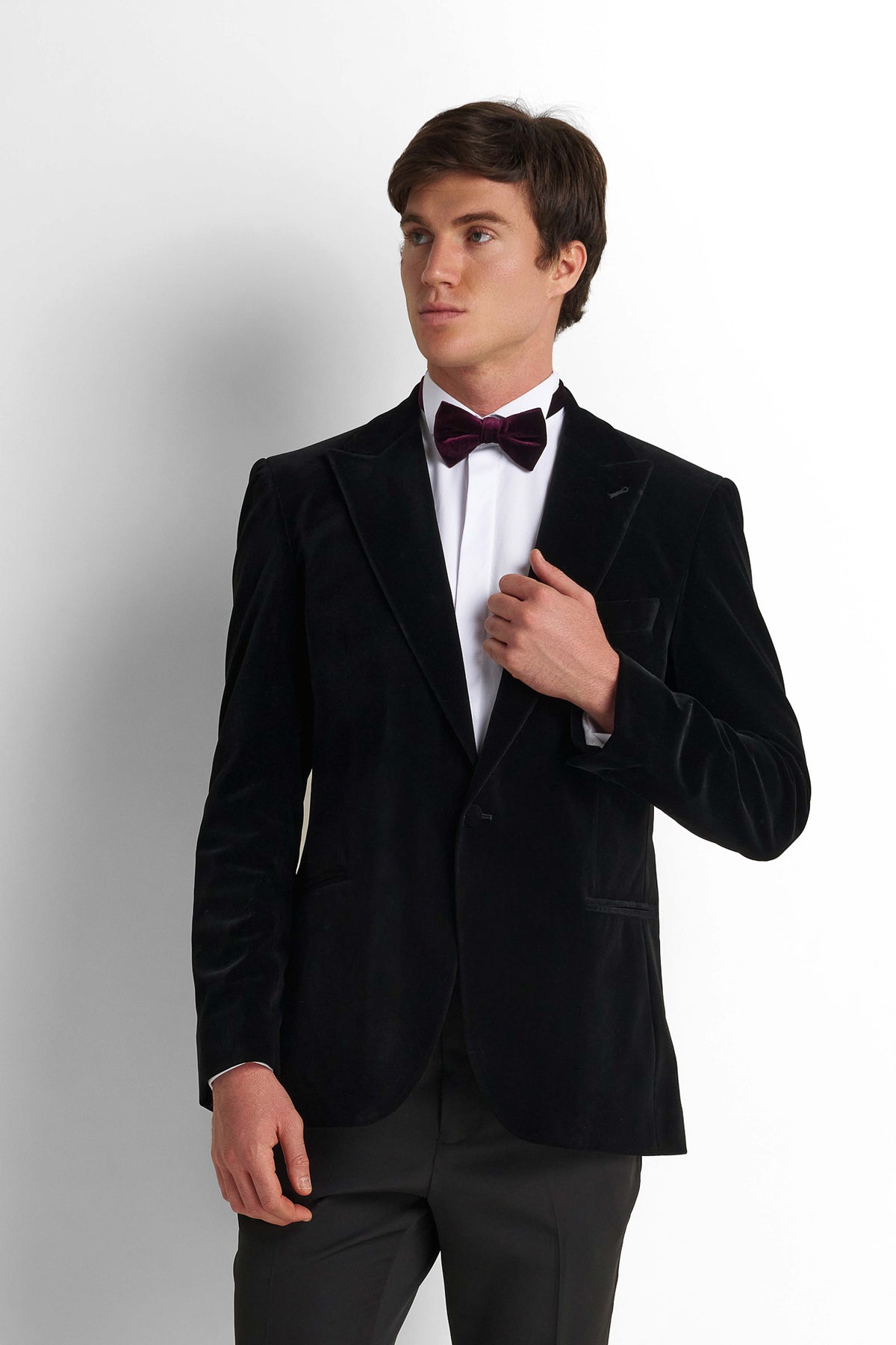 Velvet Tuxedo Blazer - Black
