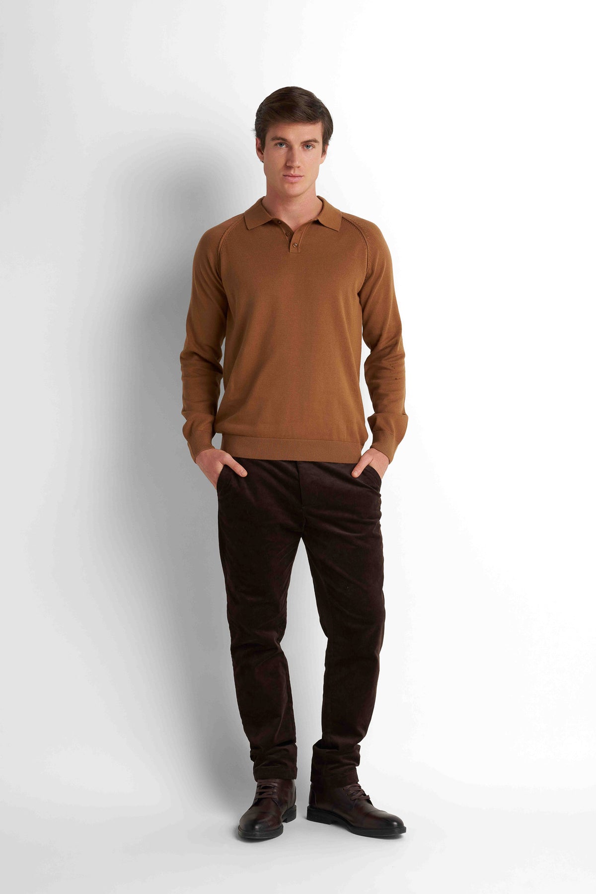 Knit Polo Pullover - Camel