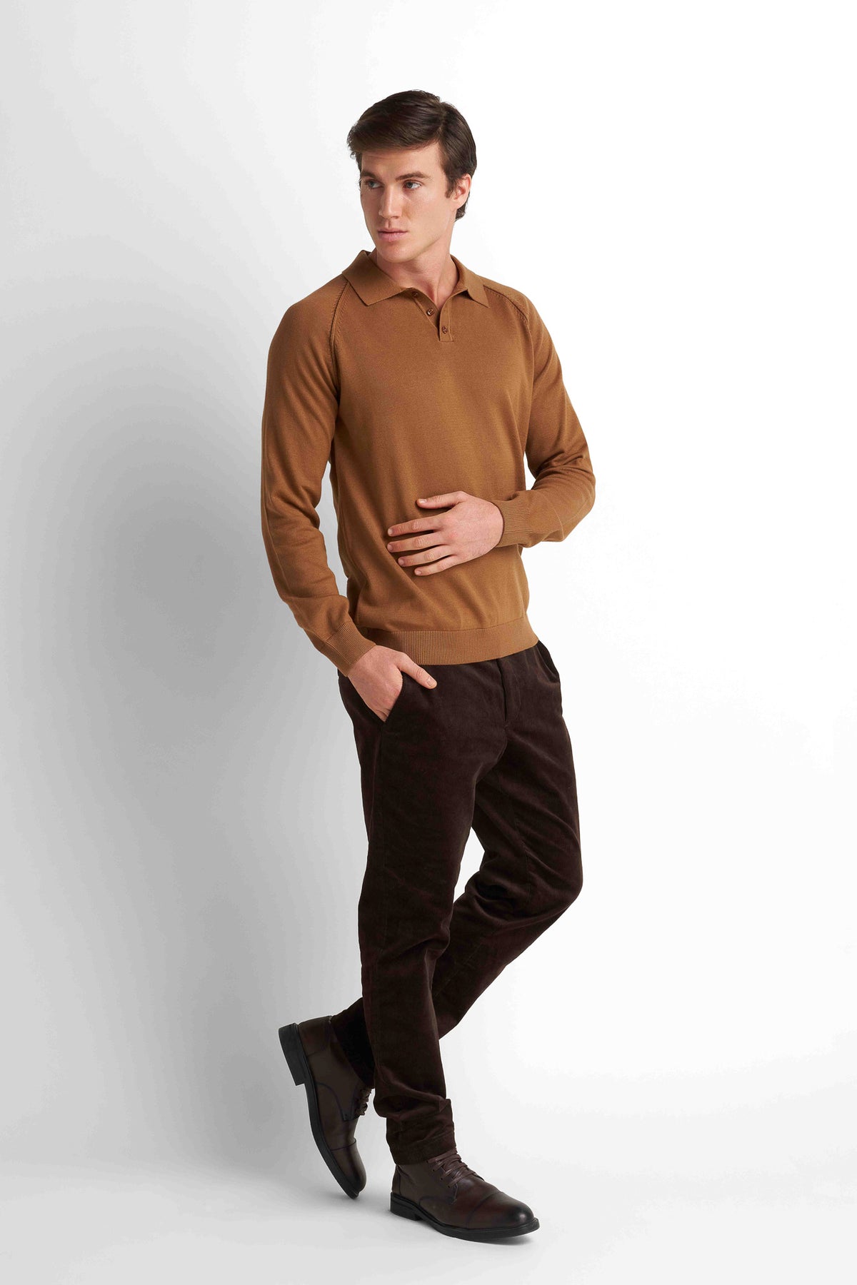 Knit Polo Pullover - Camel
