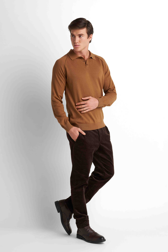 Knit Polo Pullover - Camel