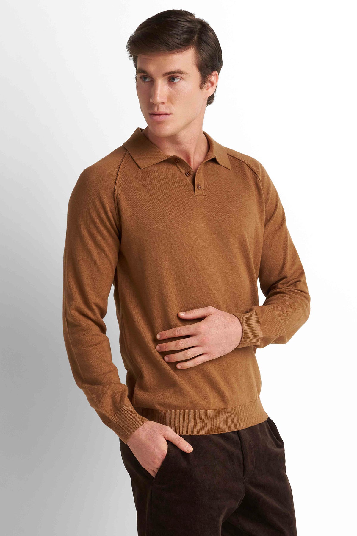 Knit Polo Pullover - Camel