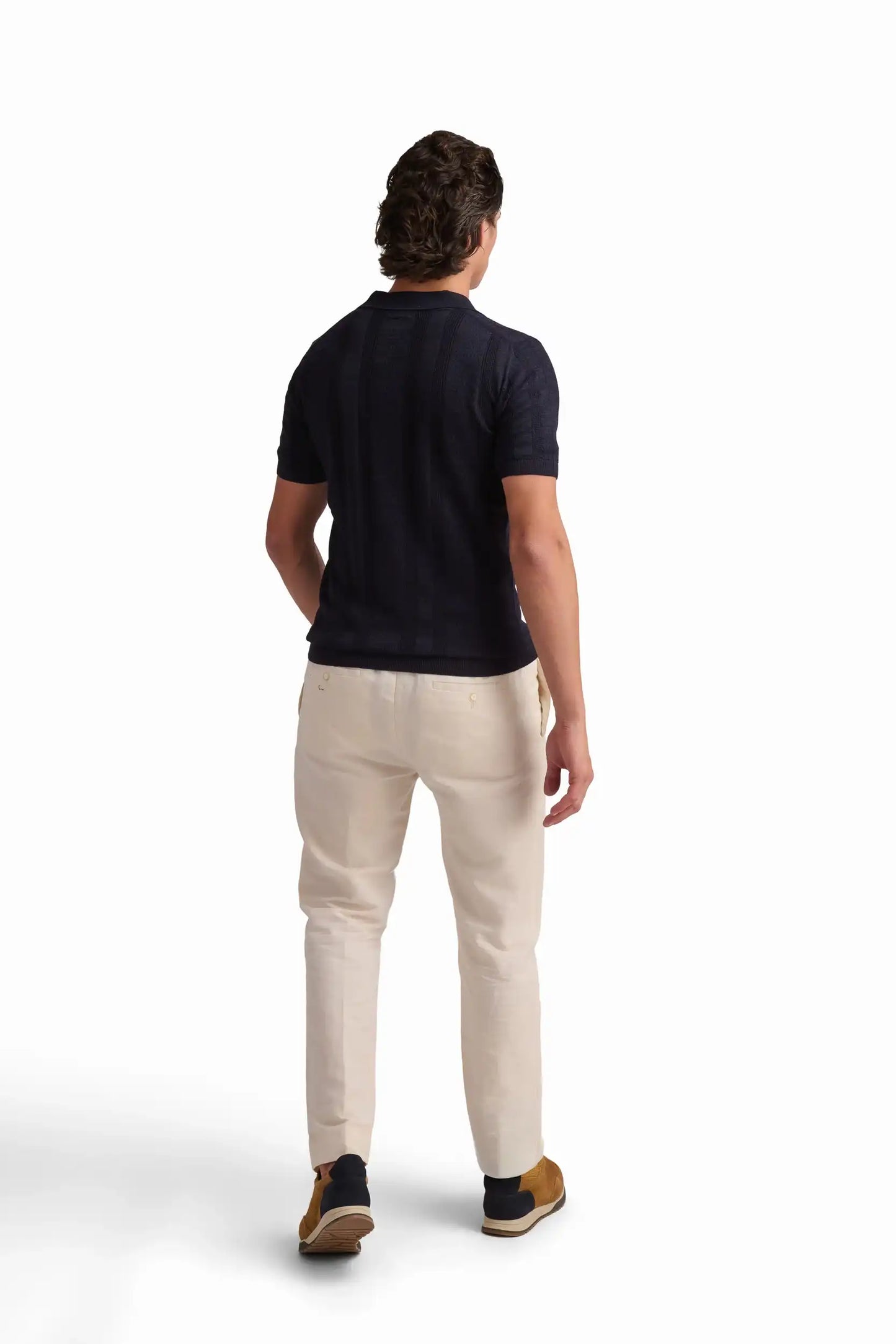 Navy Textured Polo Shirt