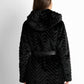 Textured faux-fur belted coat
