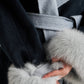 Two-tone faux-fur trim hooded wrap coat
