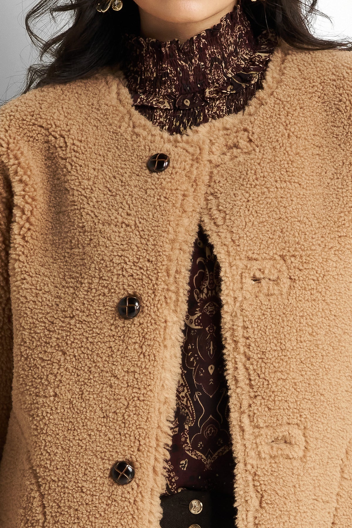 Faux-leather shearling-lined jacket