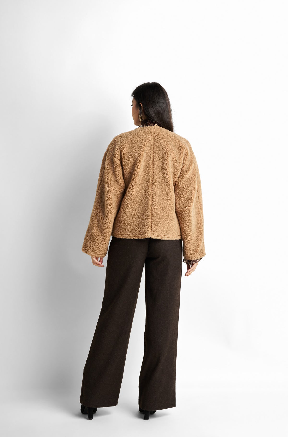 Faux-leather shearling-lined jacket