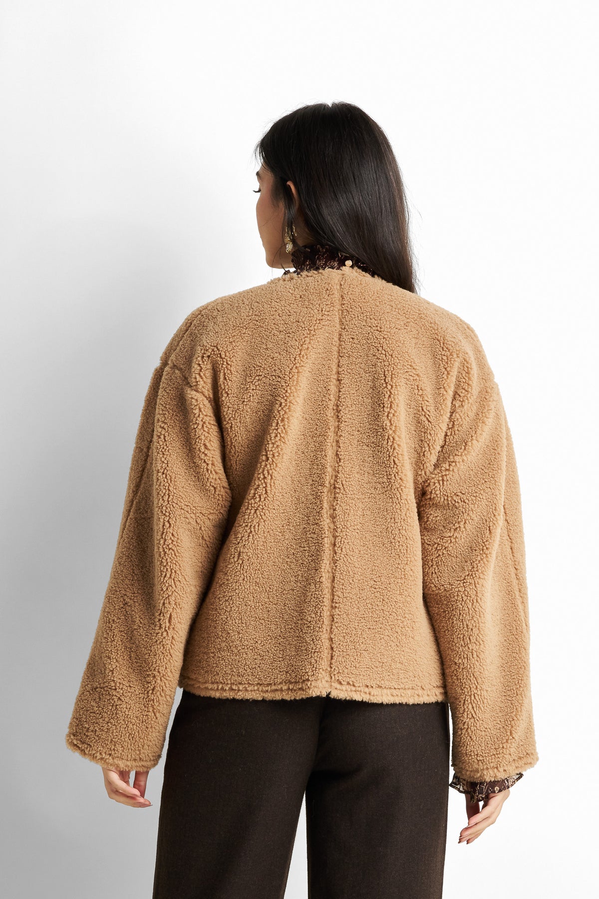 Faux-leather shearling-lined jacket