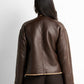 Faux-leather shearling-lined jacket