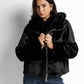 Shearling-trimmed faux-leather jacket