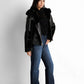 Shearling-trimmed faux-leather jacket