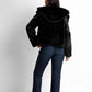 Shearling-trimmed faux-leather jacket