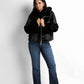 Shearling-trimmed faux-leather jacket