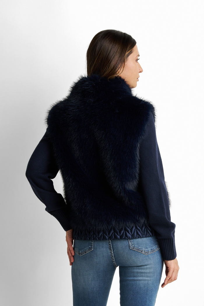 Mixed-media faux-fur  jacket