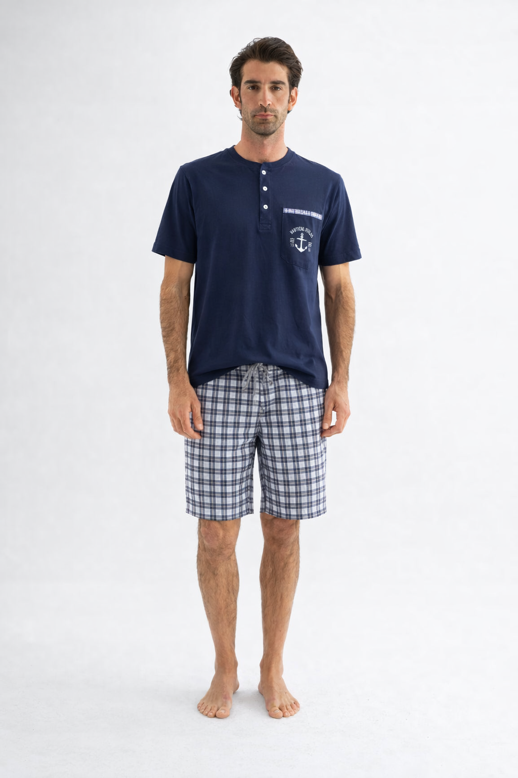 بيجامة قطن باللون الكحلي