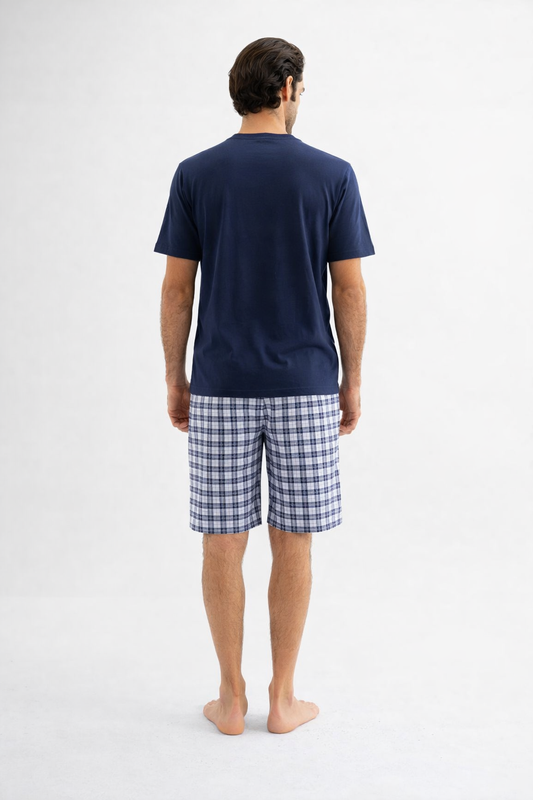 بيجامة قطن باللون الكحلي