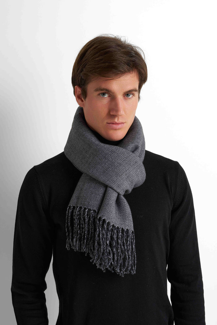 Wool-Blend Scarf - Black & Grey