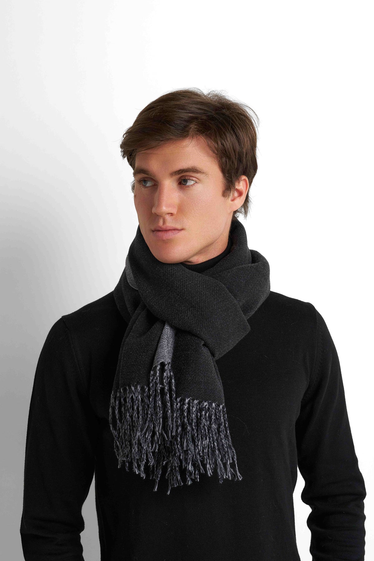 Wool-Blend Scarf - Black & Grey