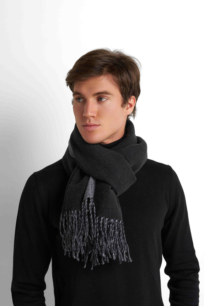 Wool-Blend Scarf - Black & Grey