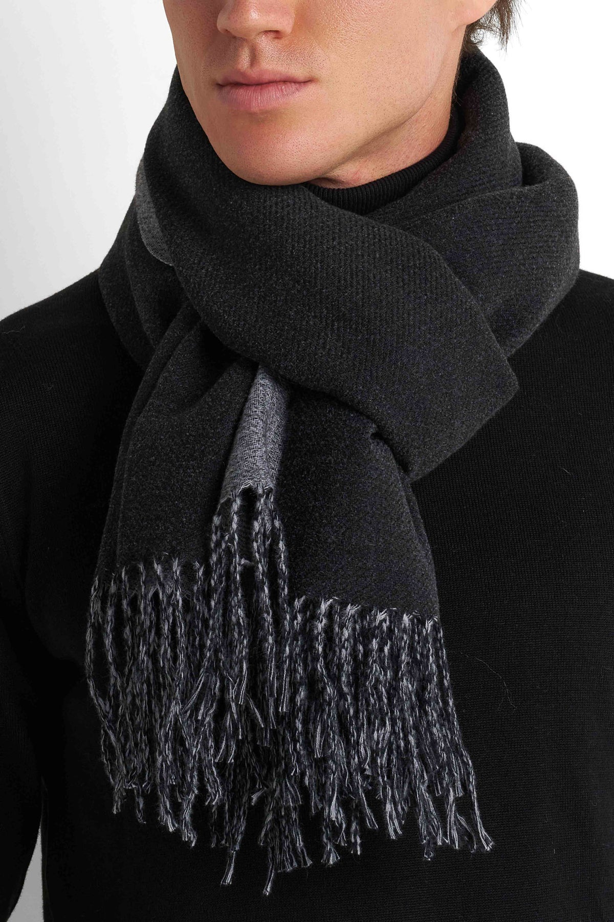 Wool-Blend Scarf - Black & Grey