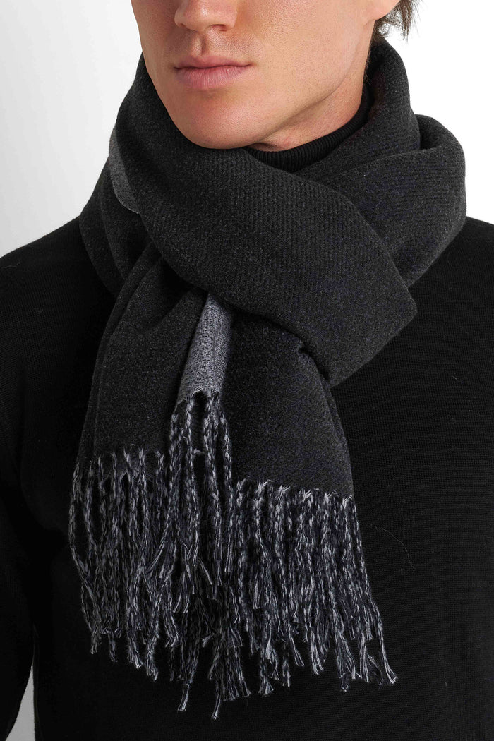 Wool-Blend Scarf - Black & Grey