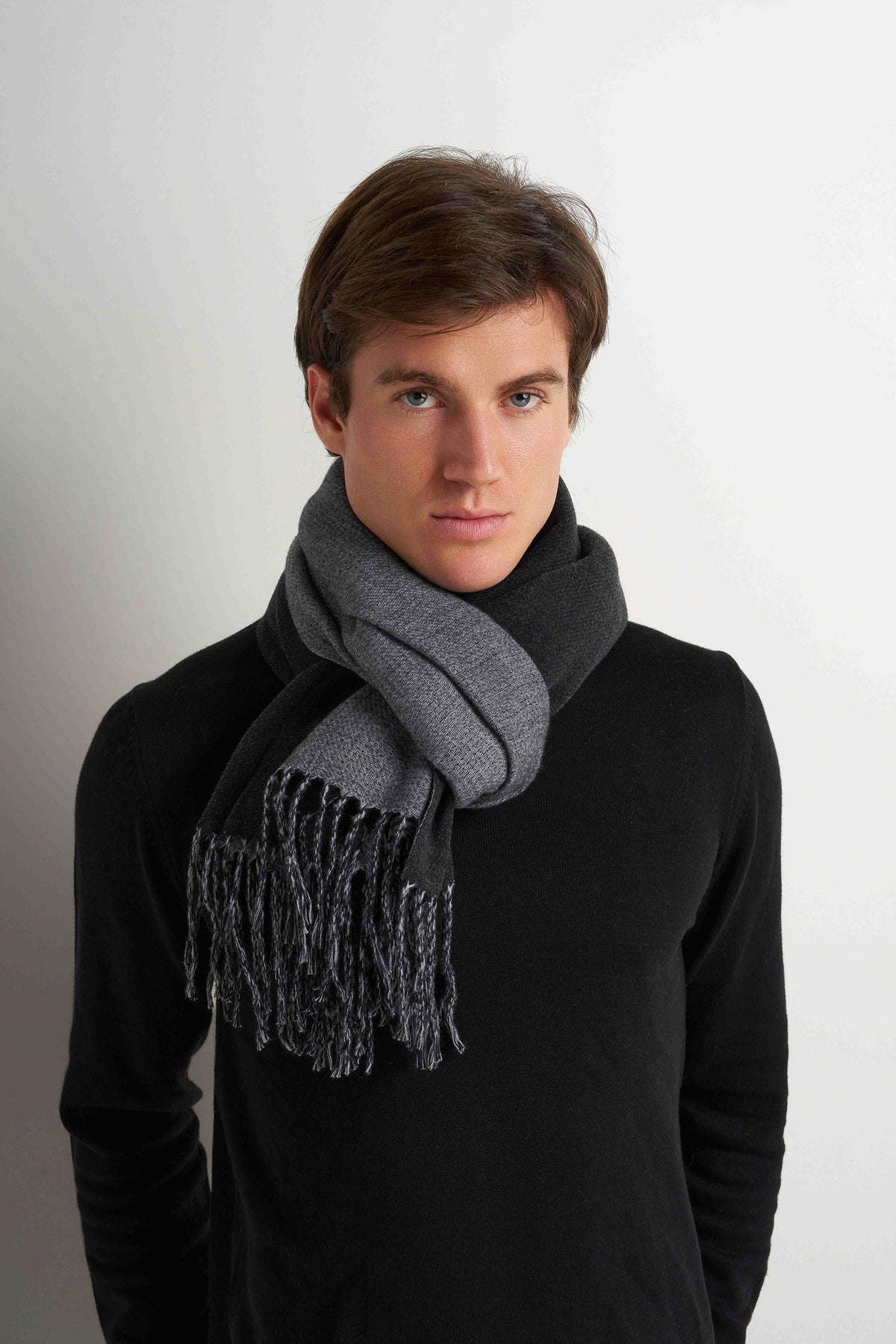 Wool-Blend Scarf - Black & Grey