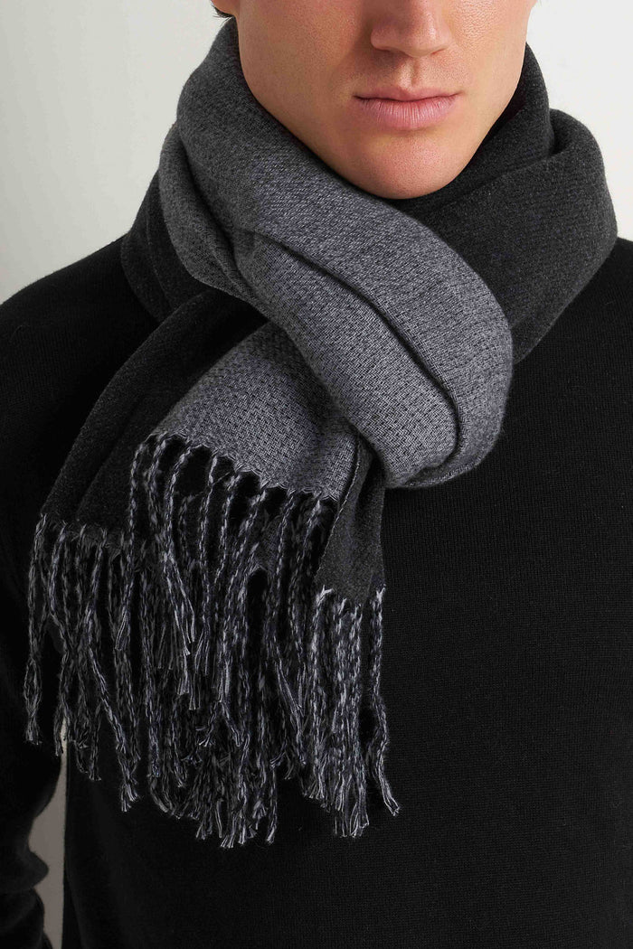 Wool-Blend Scarf - Black & Grey
