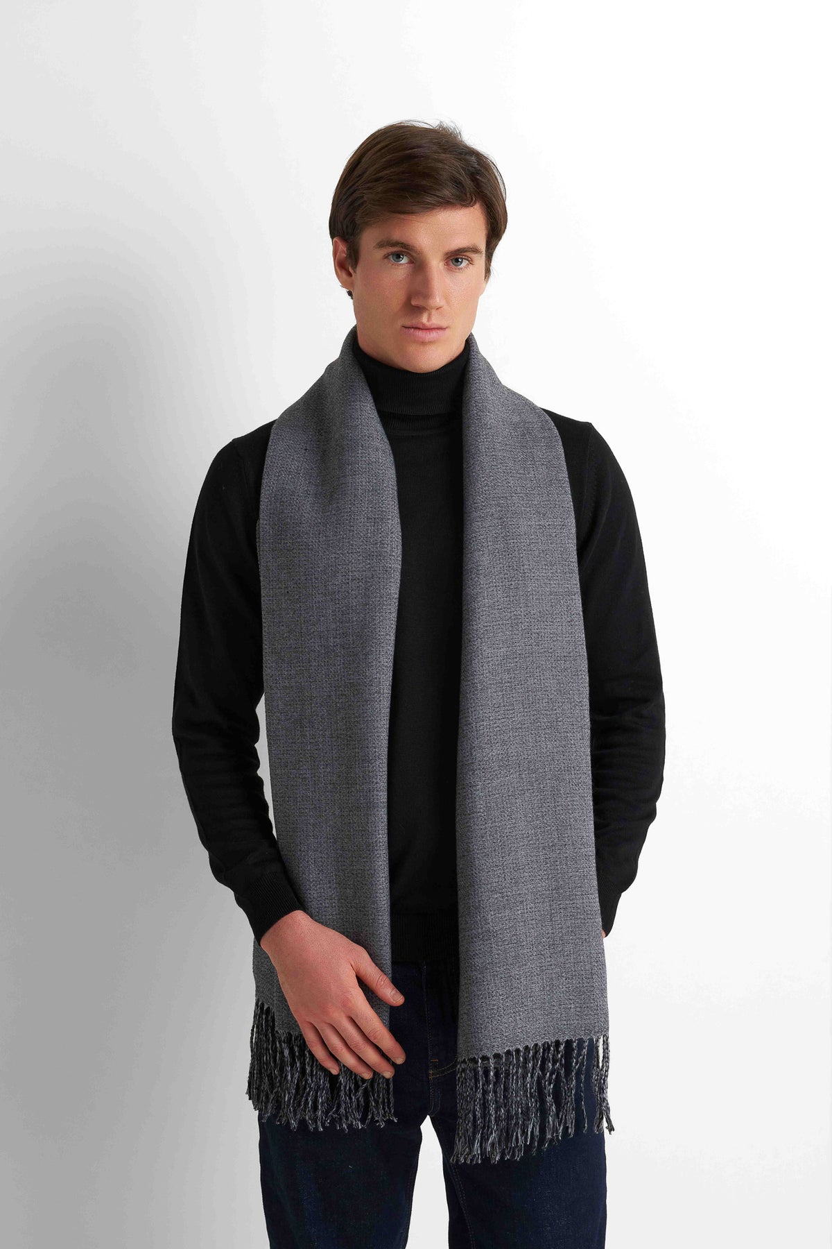 Wool-Blend Scarf - Black & Grey
