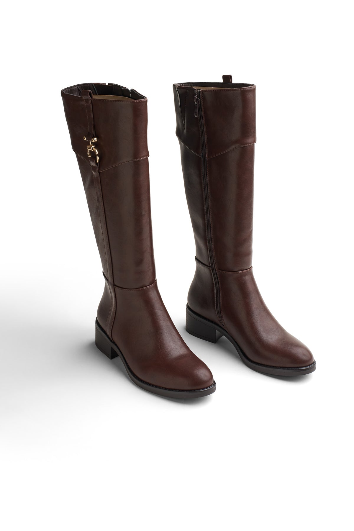 Side-Buckle Knee-High Boots