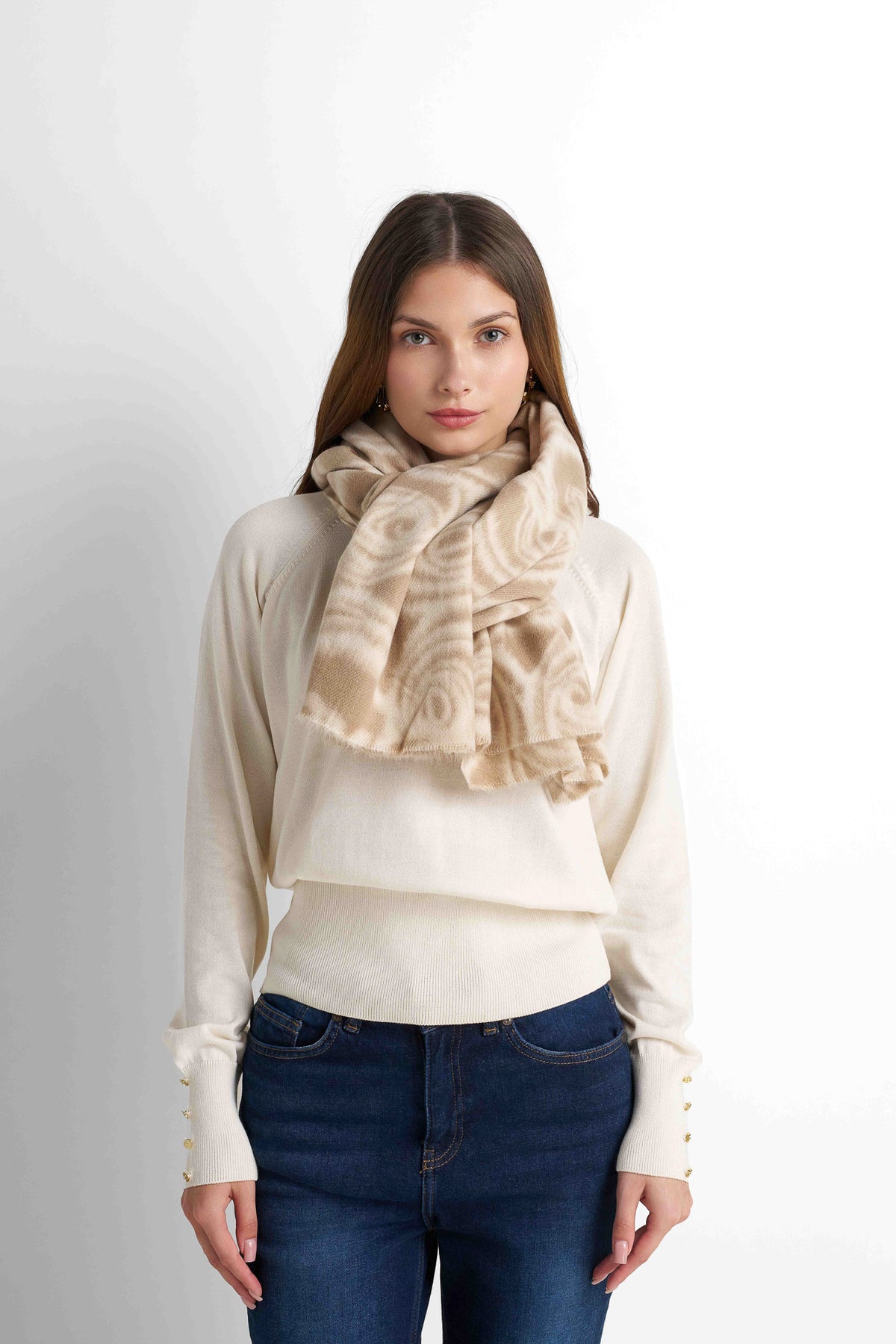 Soft Knit Scarf - Beige