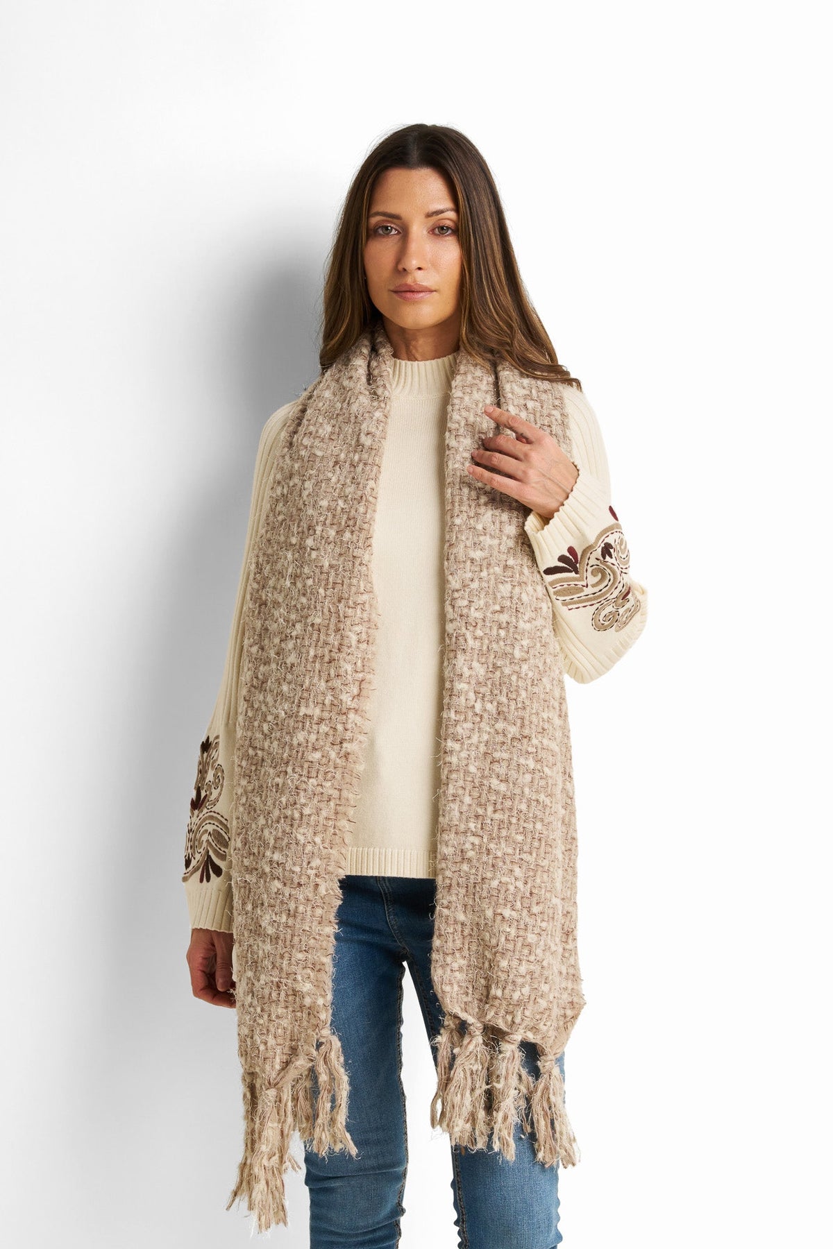 Fringed Polyester Scarf
